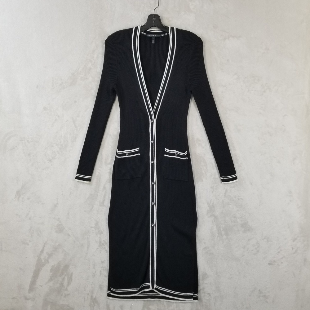White House Black Market Longline Cardigan Women Small Ribbed Knit Button Front